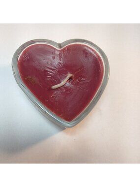 Heart Shaped Glass Candle Holder Red Wax
